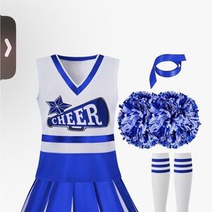 Blue and White Girls Cheerleader Costume Set Size XL (12-14 years) NEW